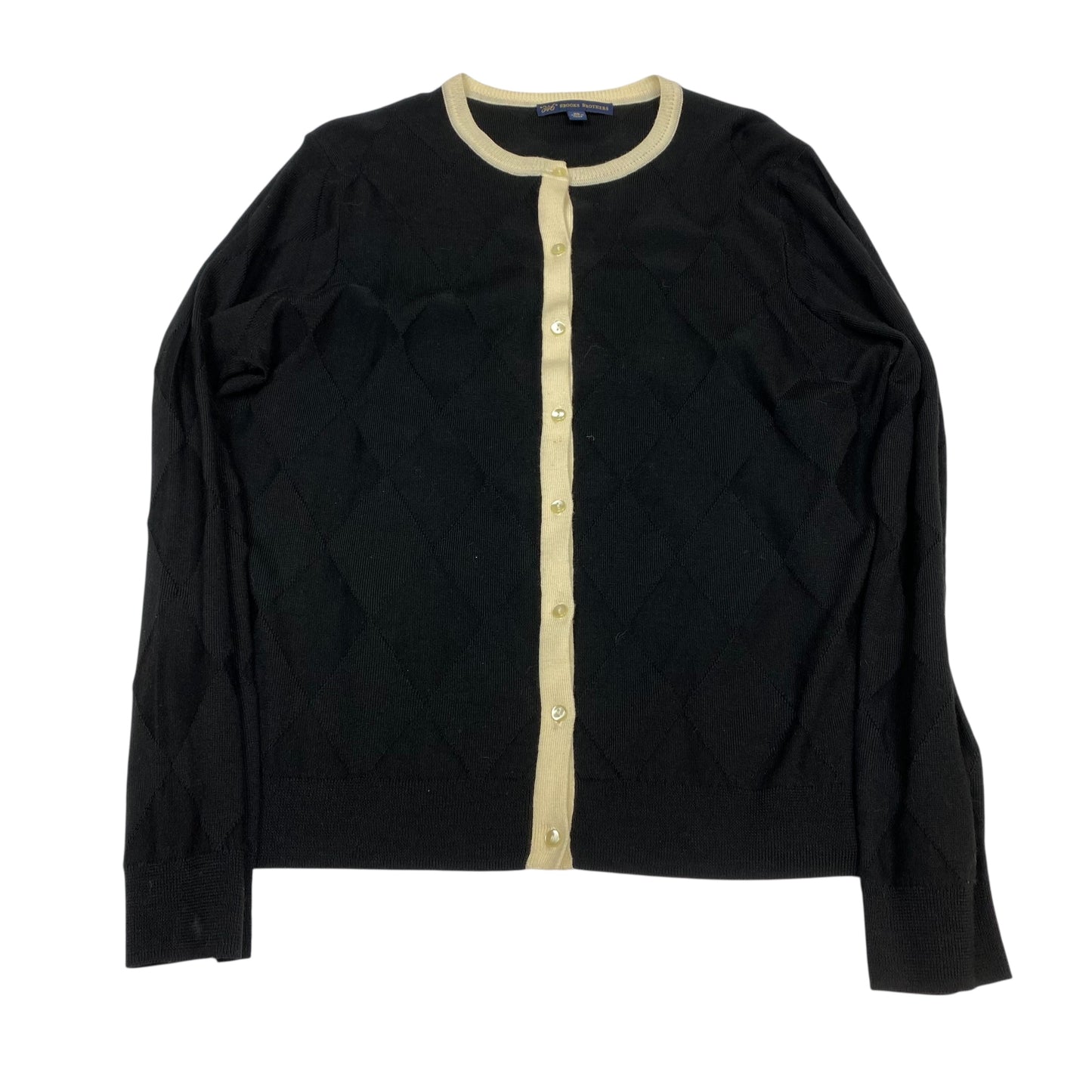 Cardigan By Brooks Brothers In Black & Cream, Size:Xl