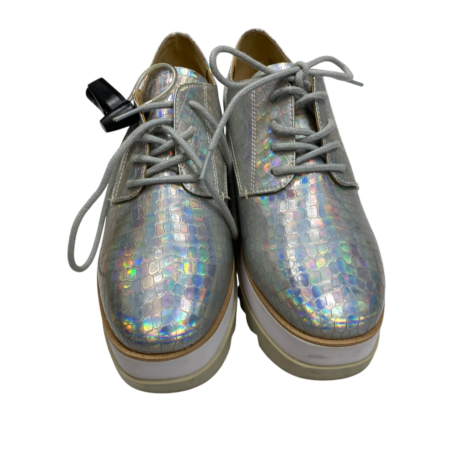 Shoes Heels Platform By Aldo In Silver, Size:6.5