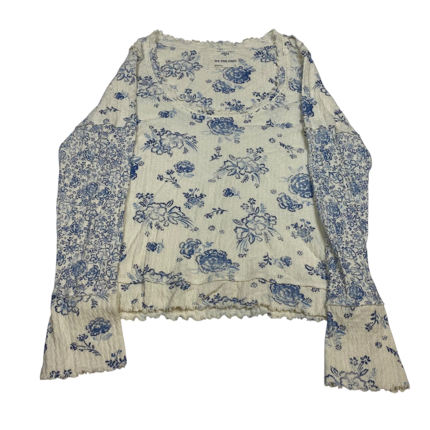 Top Ls By We The Free In Blue & Cream, Size:L