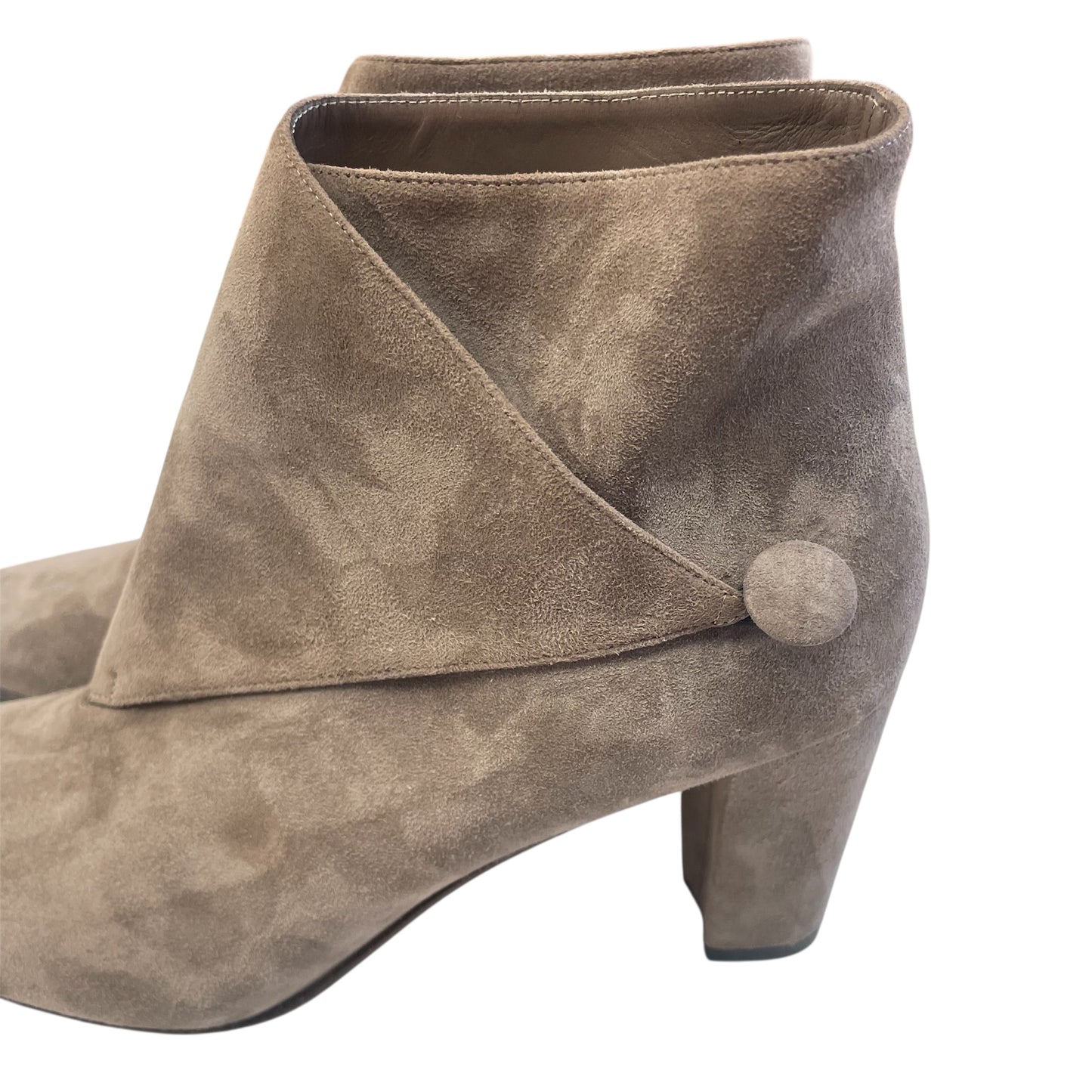 Boots Luxury Designer By Manolo Blahnik In Taupe, Size:8.5