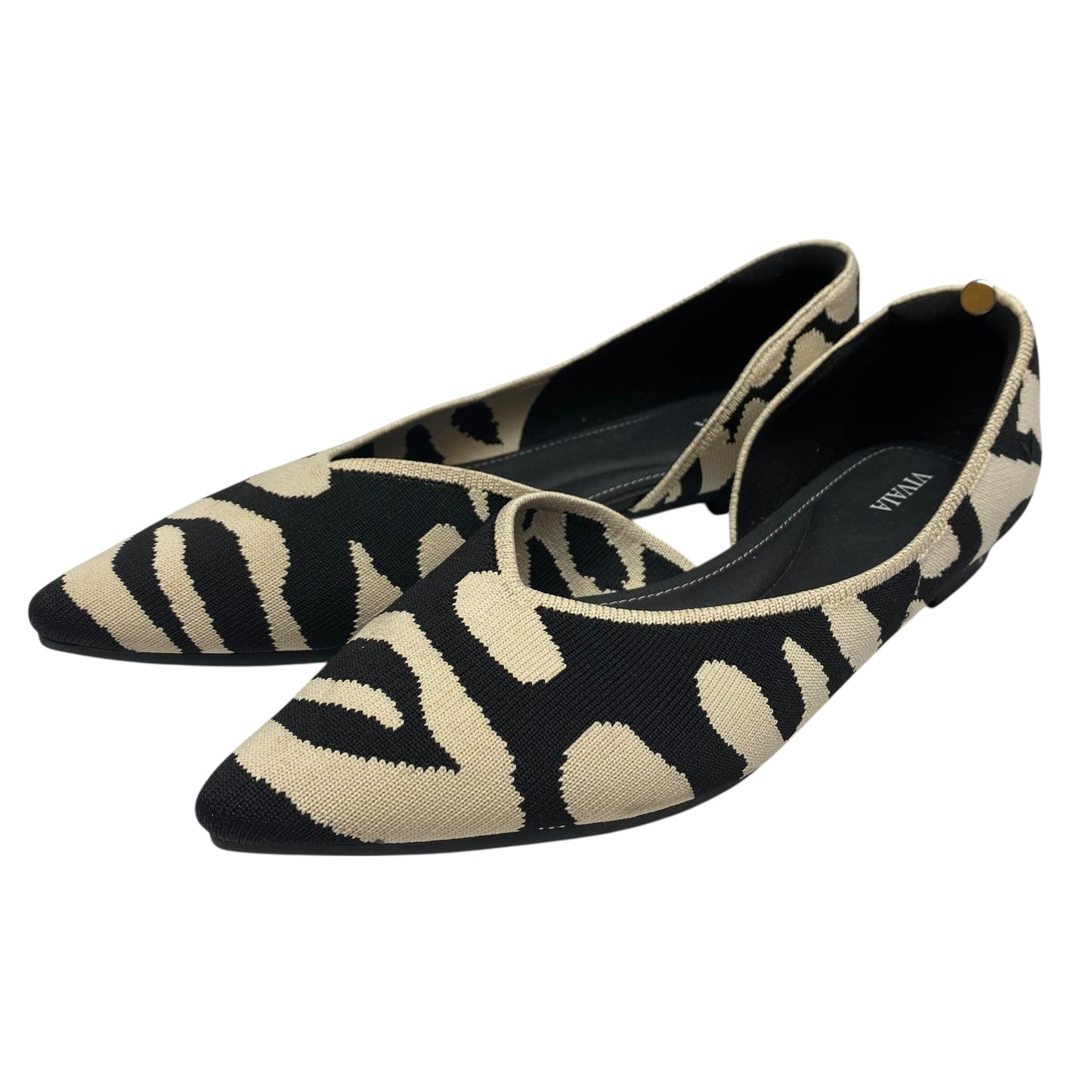 Shoes Flats By Vivaia In Black & Cream, Size:10