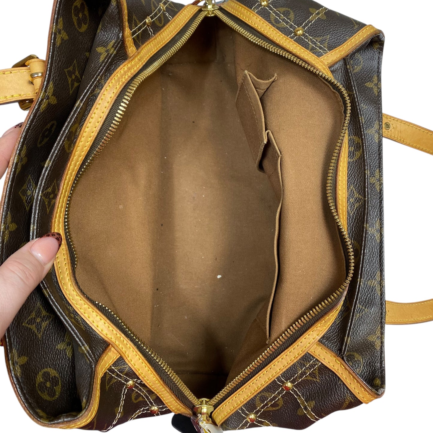 Handbag Luxury Designer By Louis Vuitton In Brown, Size:Medium