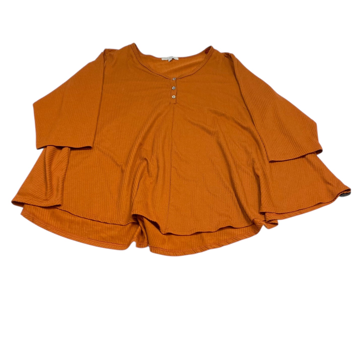 Top 3/4 Sleeve Basic By Green Envelope In Orange, Size:3X