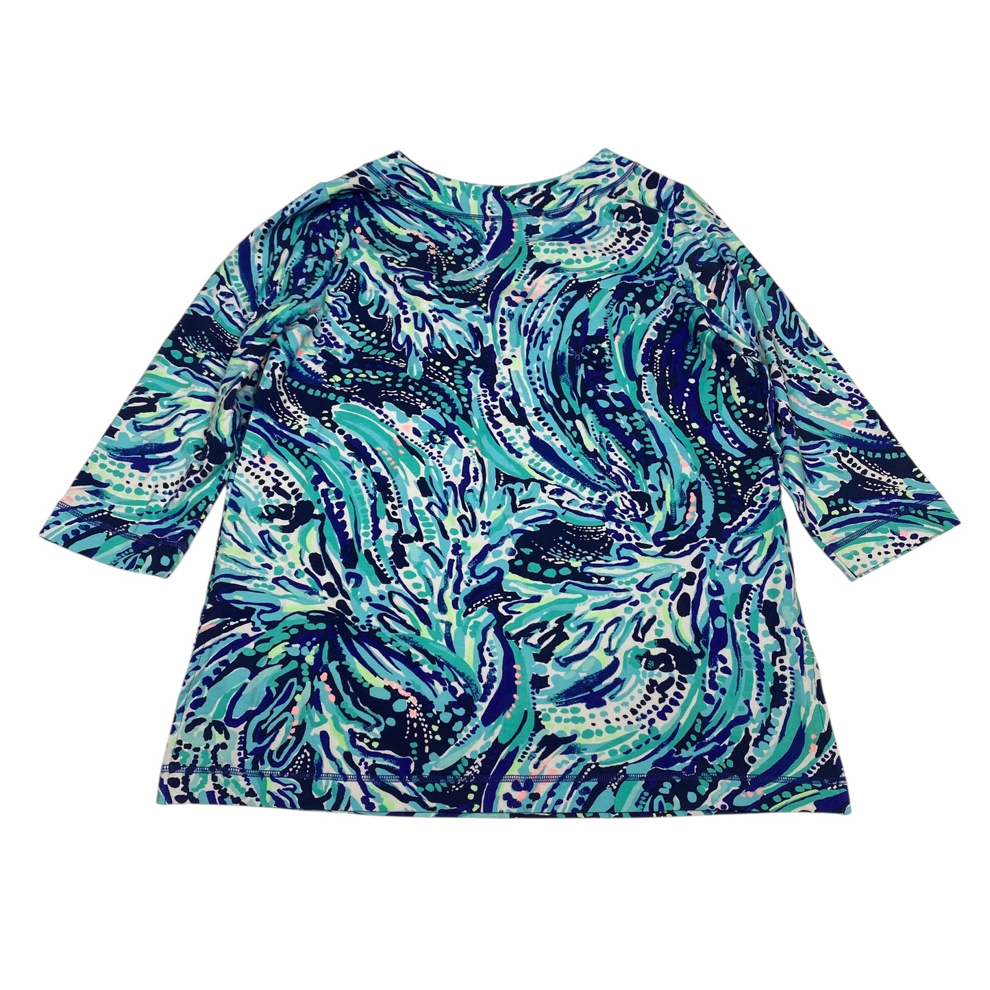 Top 3/4 Sleeve Designer By Lilly Pulitzer In Blue, Size:L