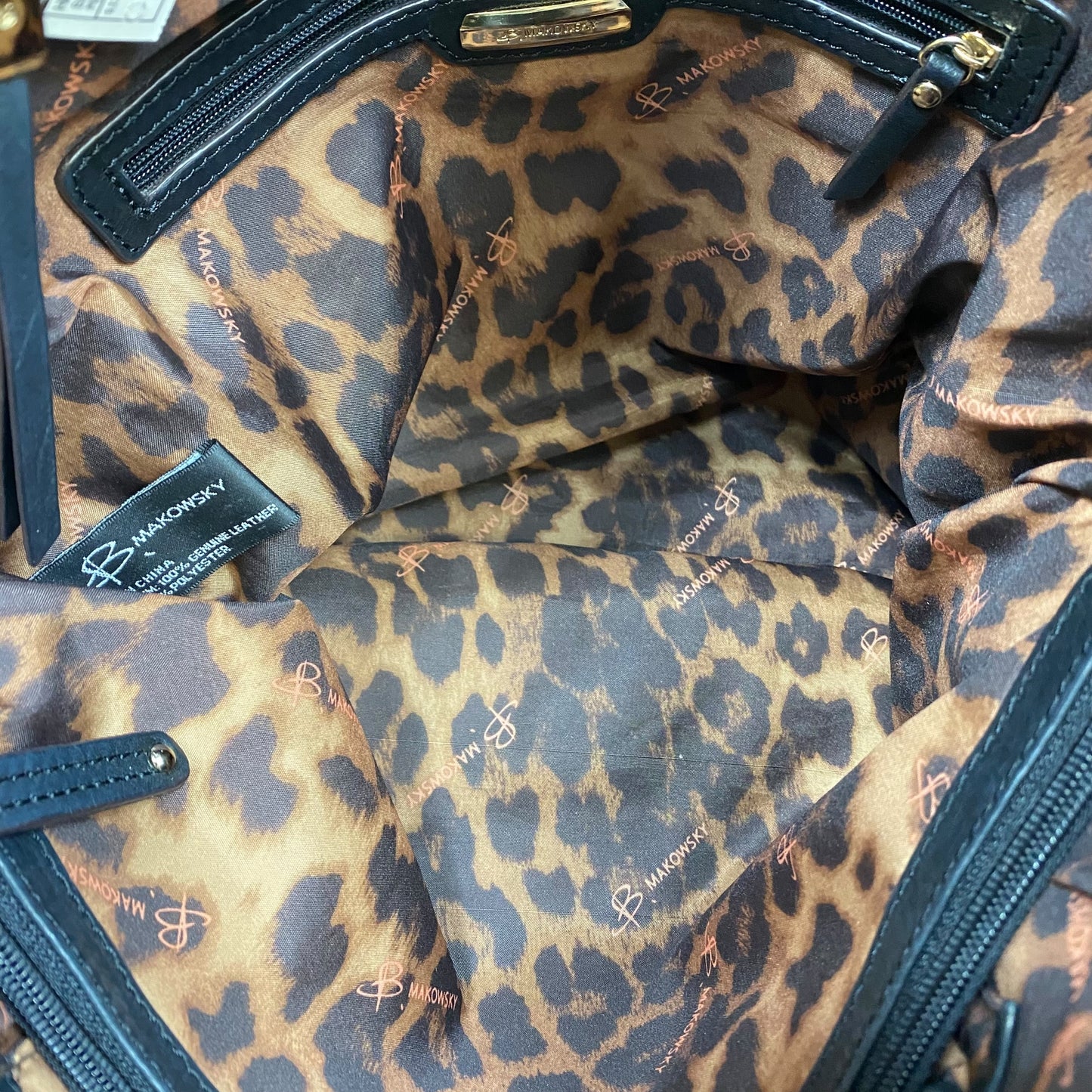 Handbag Leather By B. Makowsky In Black, Size:Medium
