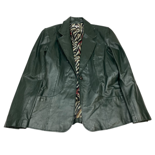 Jacket Leather By Denim And Company In Green, Size:M