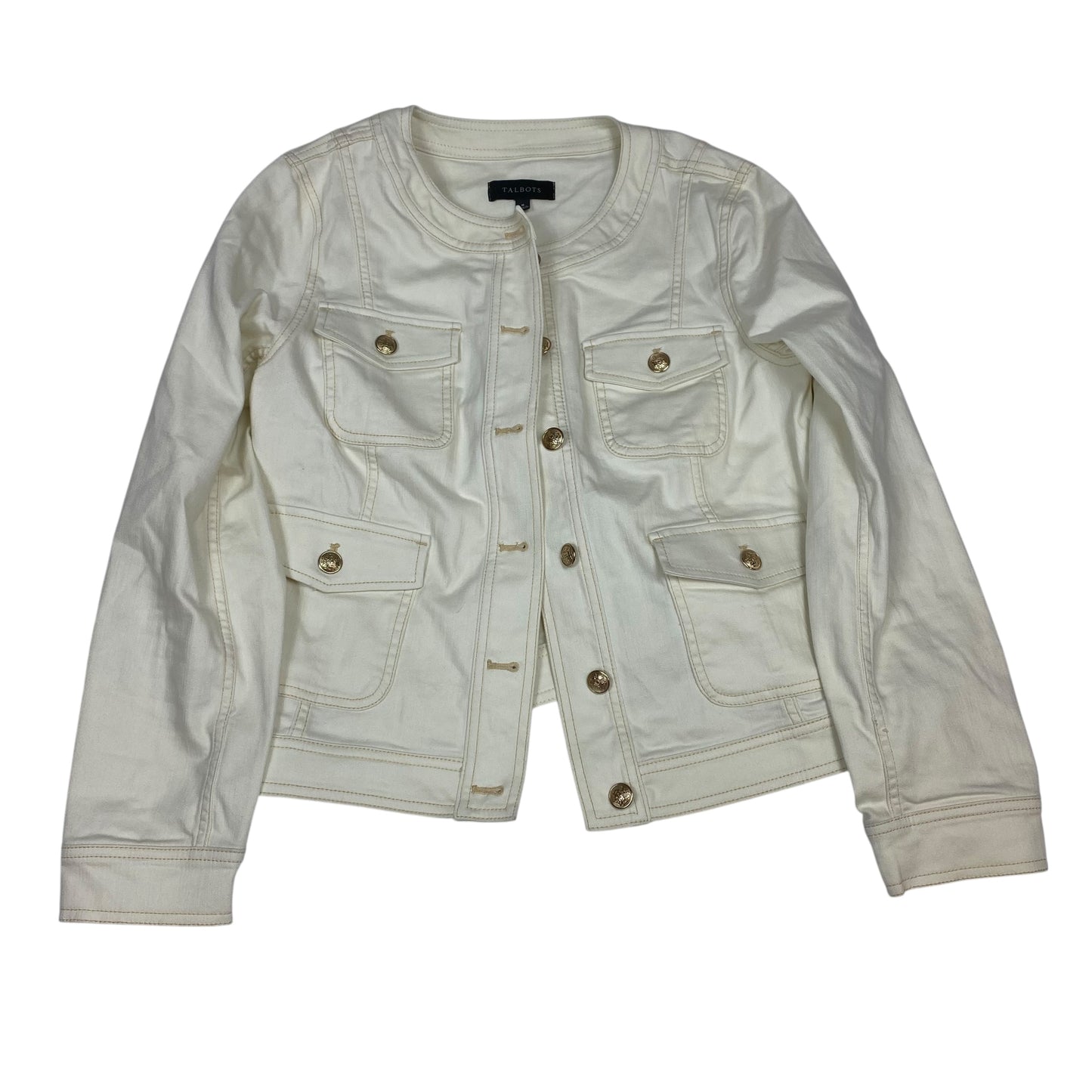 JACKET DENIM by TALBOTS in CREAM DENIM, Size:M
