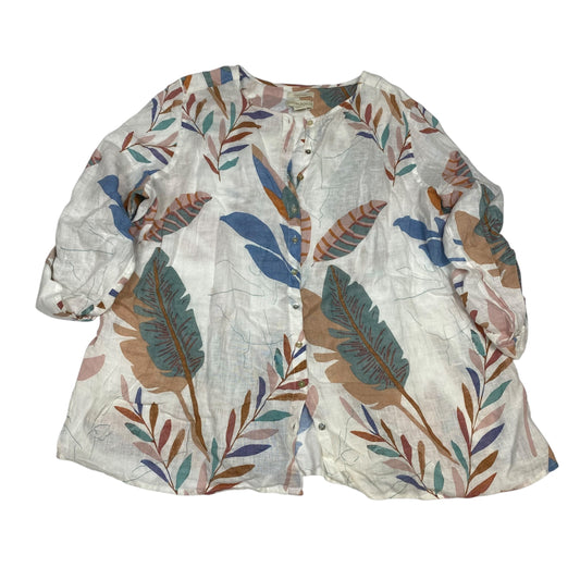 Top 3/4 Sleeve By Cynthia Rowley In Cream, Size:2X