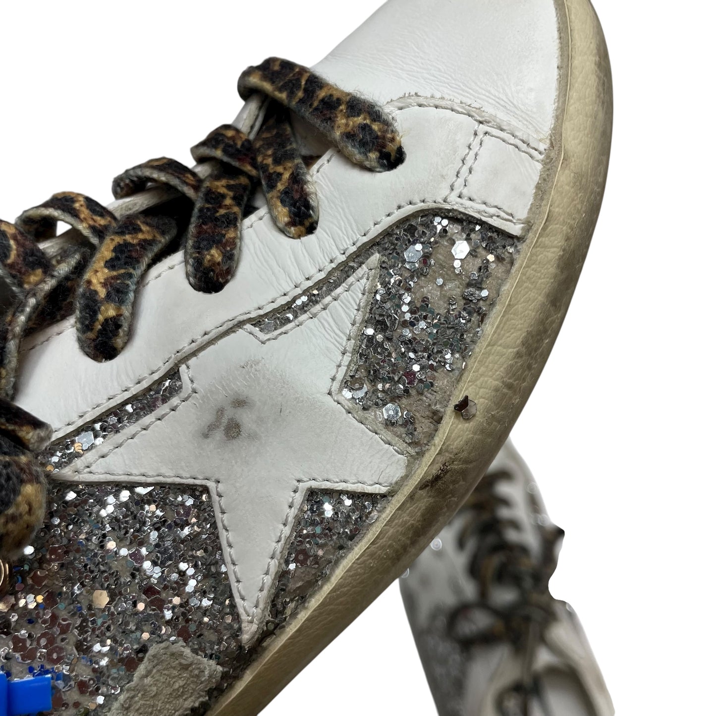 Shoes Luxury Designer By Golden Goose In Silver & White, Size: 7