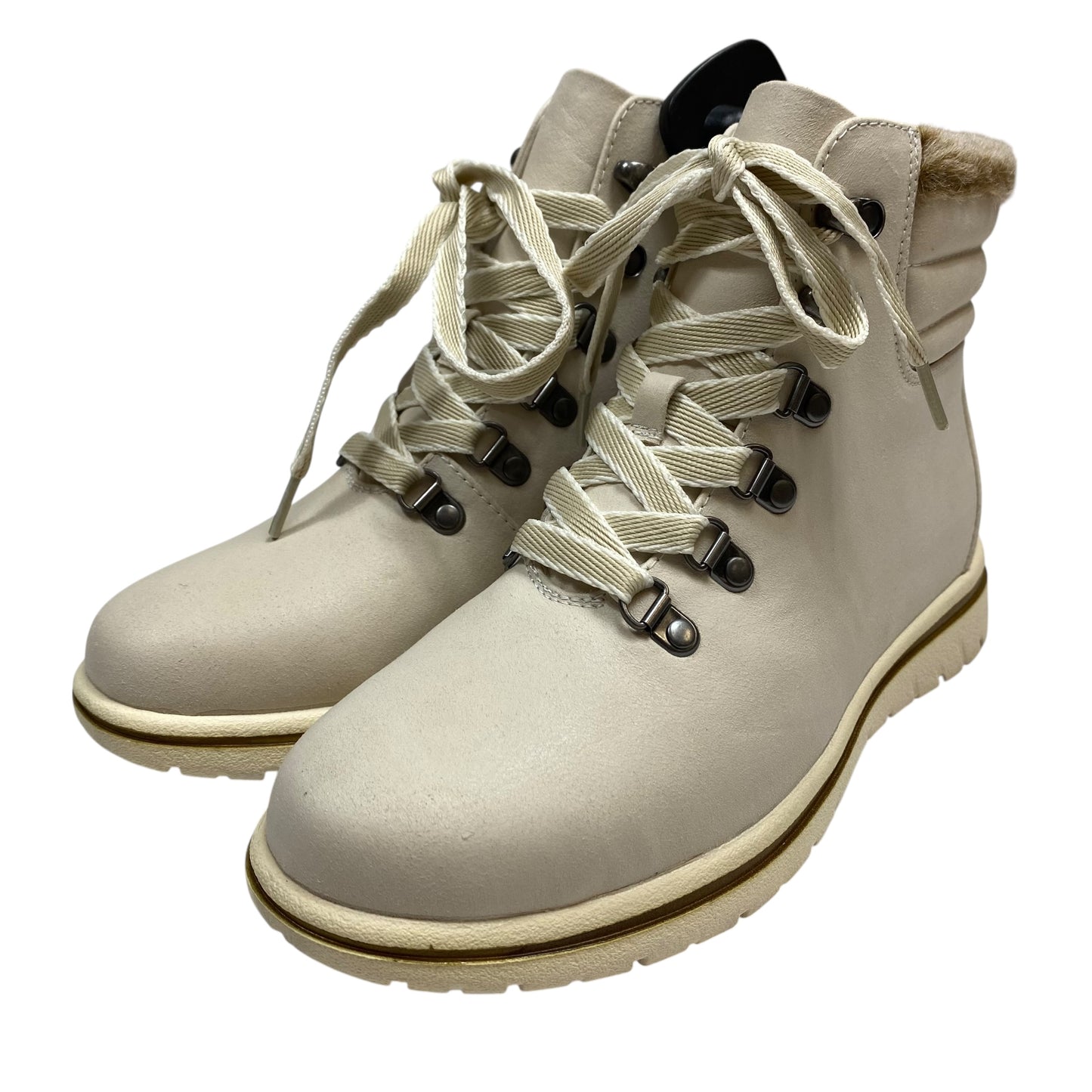 Boots Ankle Flats By St Johns Bay In Cream, Size:7.5