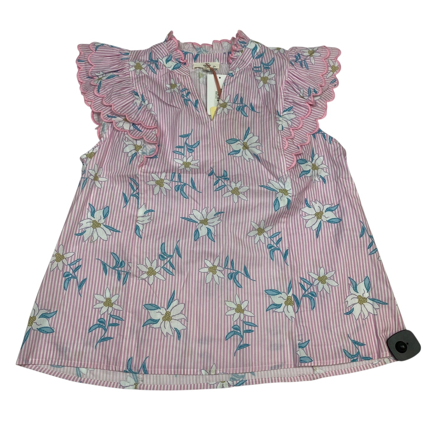 Top Sleeveless By Entro In Pink & White, Size:L