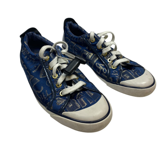 Shoes Designer By Coach In Blue & Gold, Size:8.5
