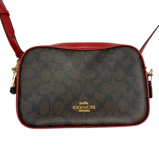 Crossbody Designer By Coach In Brown & Red, Size:Medium