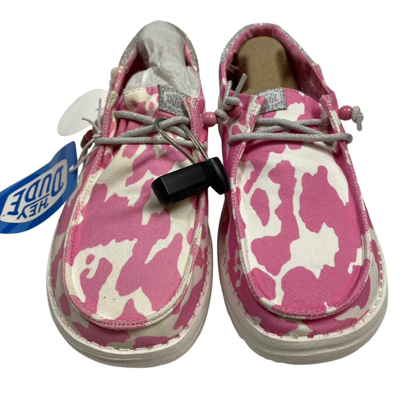 Shoes Flats By Hey Dude In Pink & White, Size:7