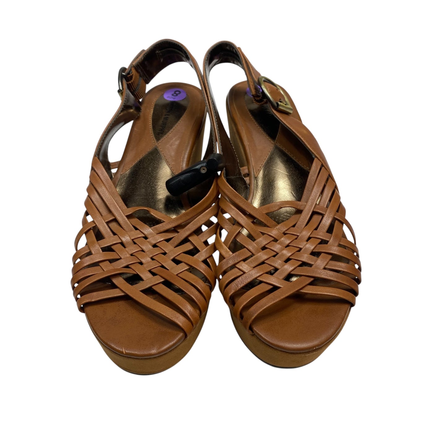 Sandals Heels Wedge By Johnston & Murphy In Brown, Size:8
