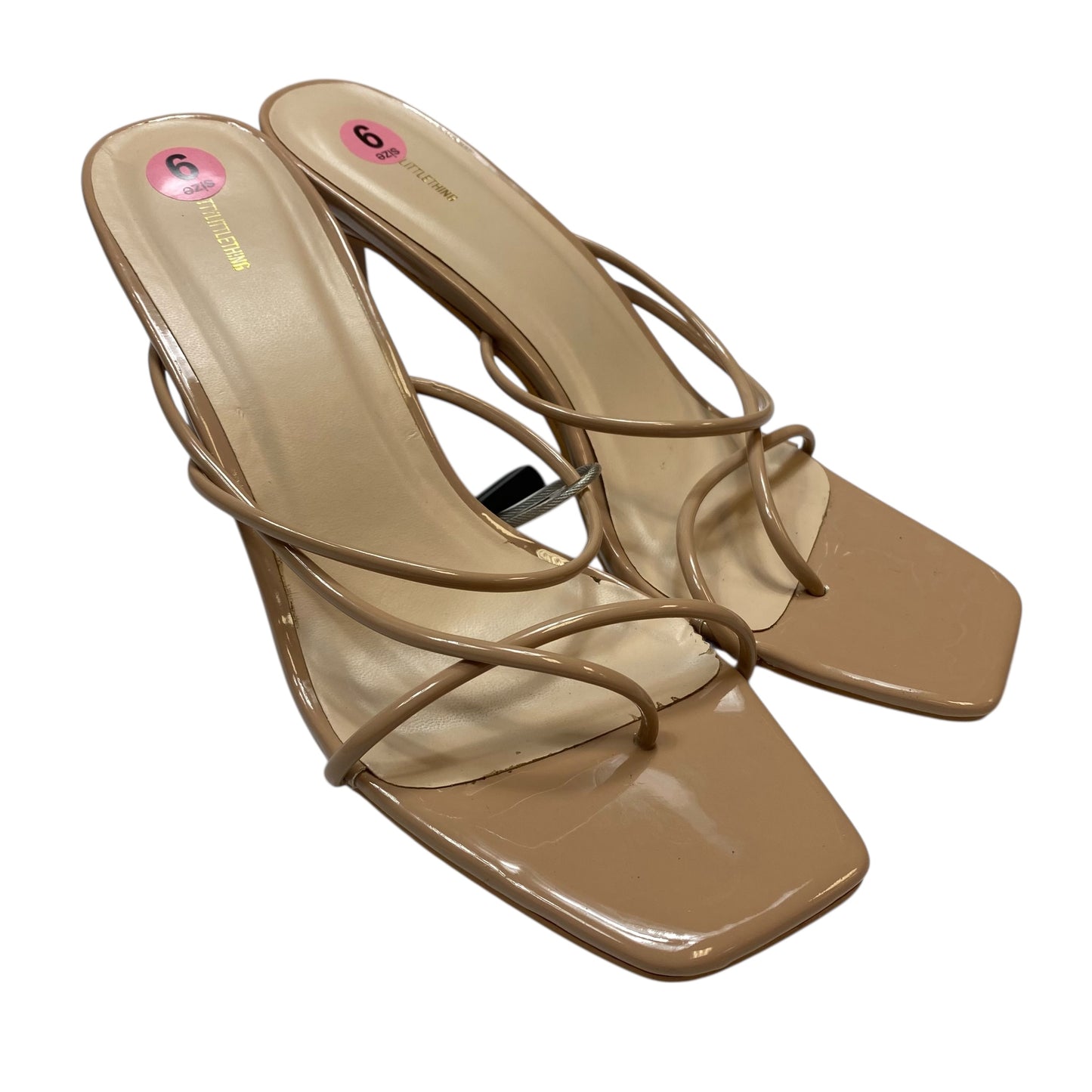 Sandals Heels Block By Pretty Little Thing In Tan, Size:9