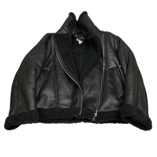 Jacket Faux Fur & Sherpa By H&M In Black, Size:L