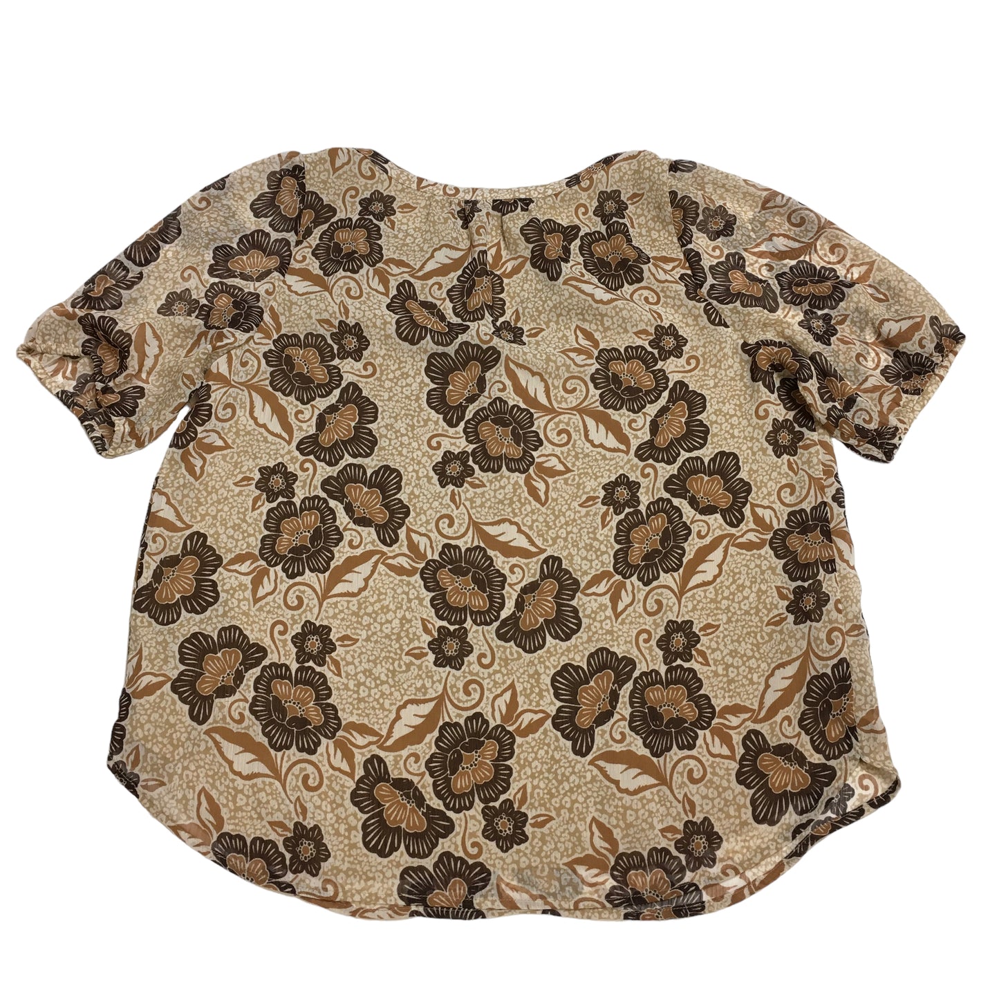 Brown Top Short Sleeve Loft, Size S