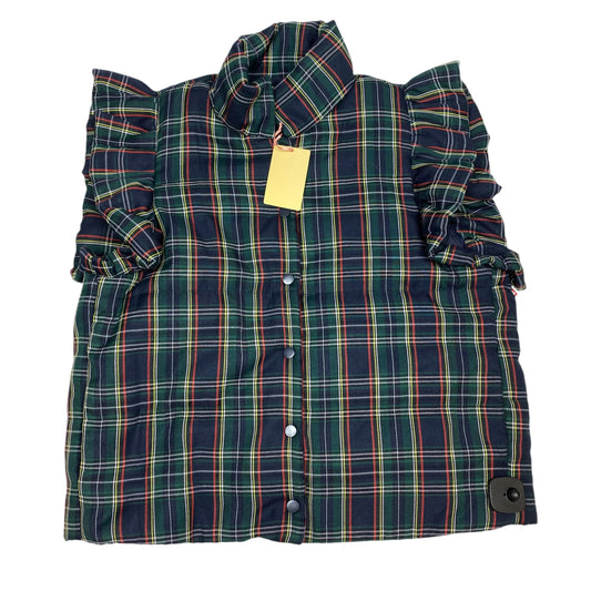 Vest Puffer & Quilted By Entro In Plaid Pattern, Size: M