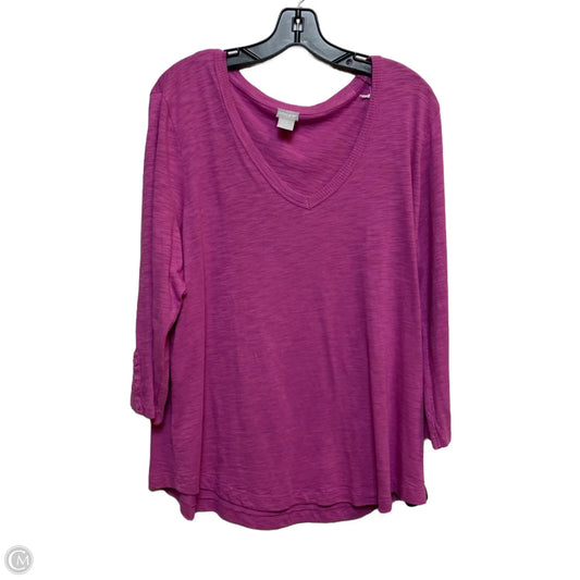 Top 3/4 Sleeve Basic By Chicos In Pink, Size: Xl
