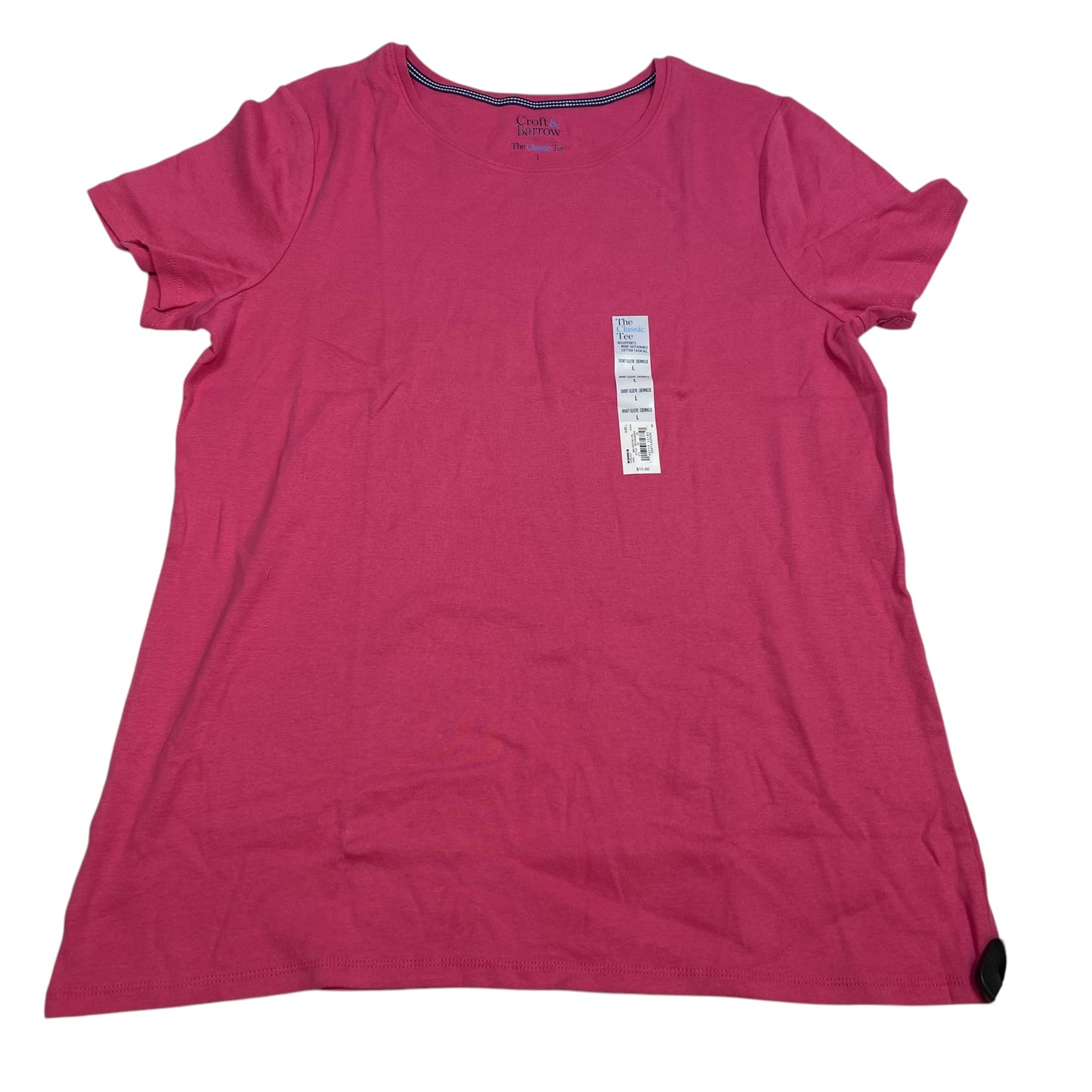 Top Short Sleeve Basic By Croft And Barrow In Pink, Size: L