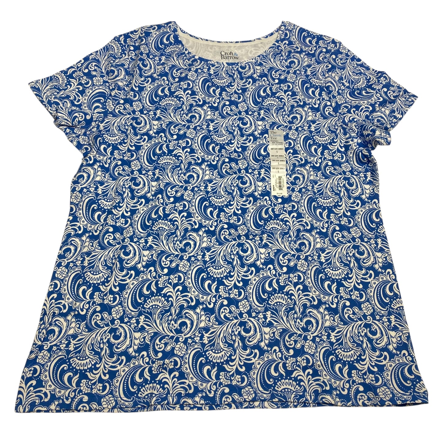 Top Short Sleeve Basic By Croft And Barrow In Blue, Size: L