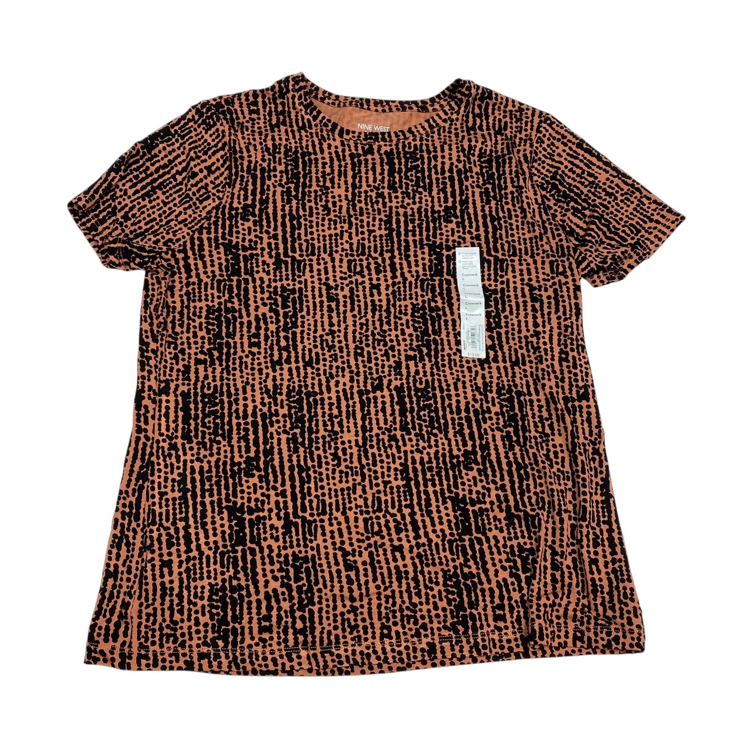 Top Short Sleeve Basic By Nine West Apparel In Black & Brown, Size: L