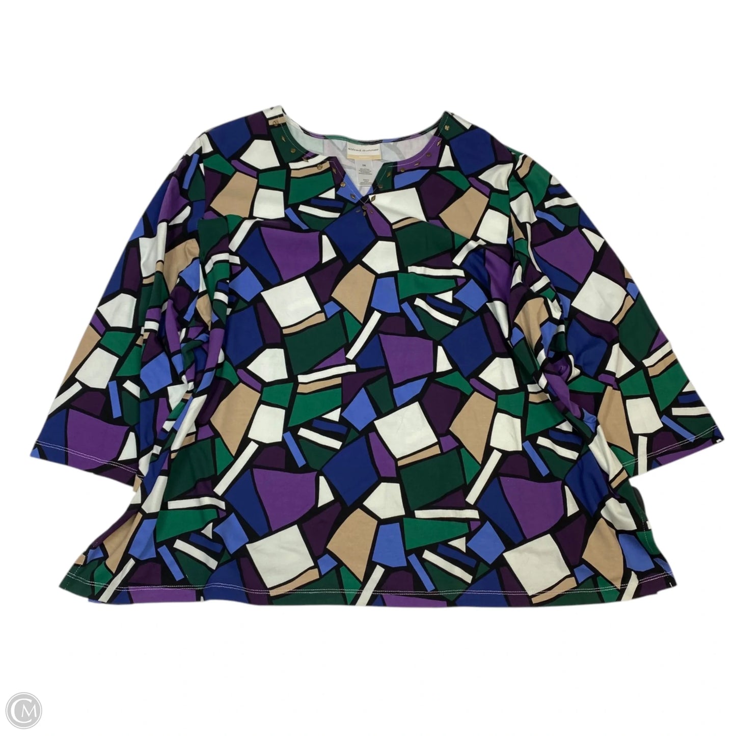 Top 3/4 Sleeve By Alfred Dunner In Multi-colored, Size: 3x