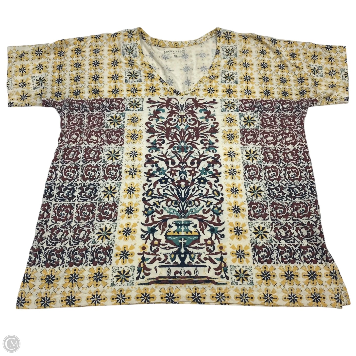 Top Short Sleeve Basic By Lucky Brand In Cream, Size: Xl