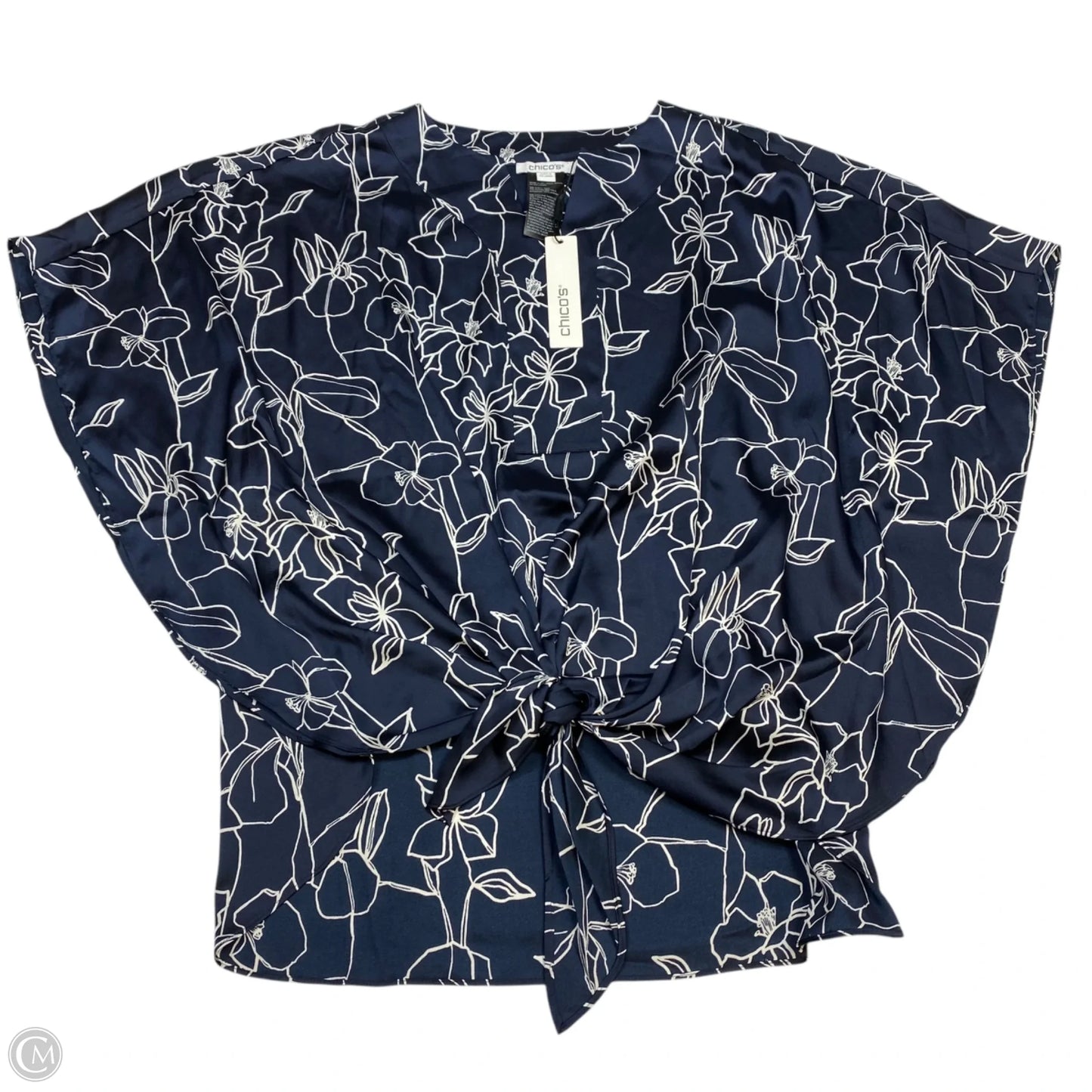 Top Short Sleeve By Chicos In Navy, Size: S