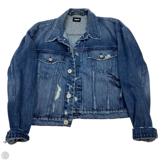 Jacket Designer By Hudson In Blue Denim, Size: S