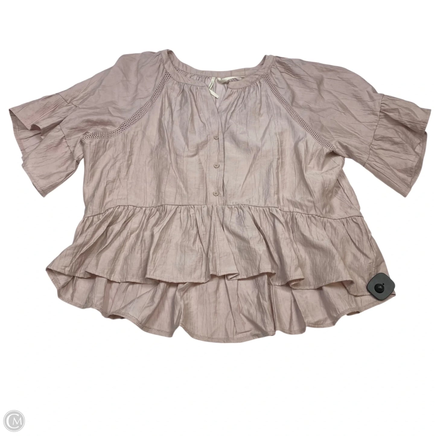 Top Short Sleeve By Anthropologie In Pink, Size: L