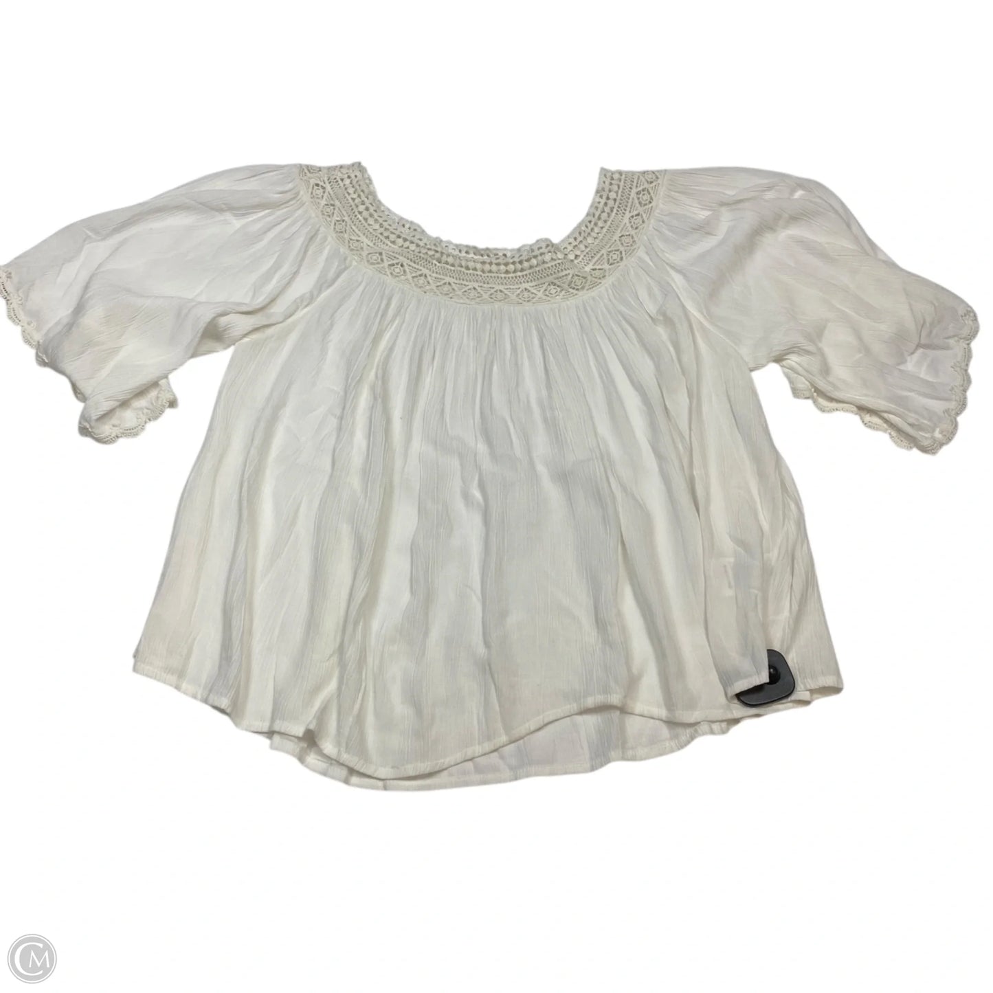 Top Short Sleeve By Anthropologie In Cream, Size: M