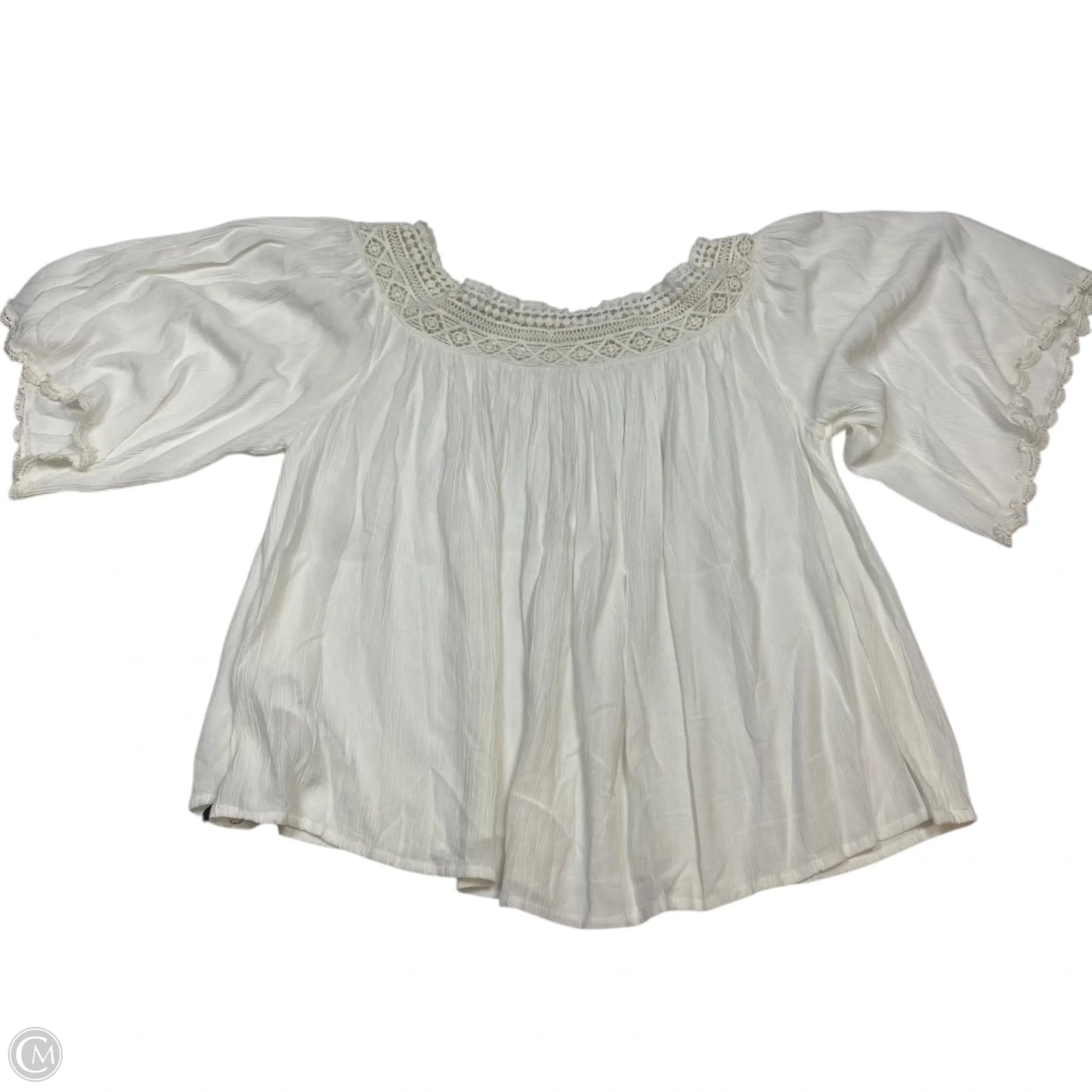 Top Short Sleeve By Anthropologie In Cream, Size: M