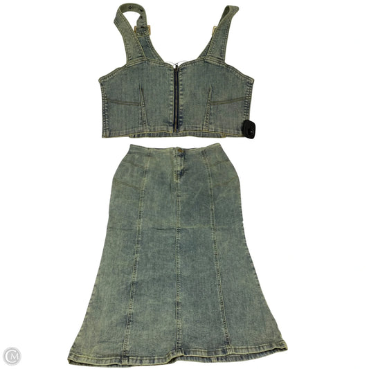 Skirt Set 2pc By Fashion Nova In Blue Denim, Size: Xl