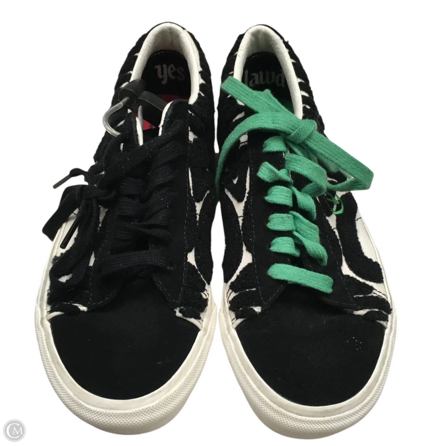 Shoes Sneakers By Vans In Black & Green, Size: 6.5