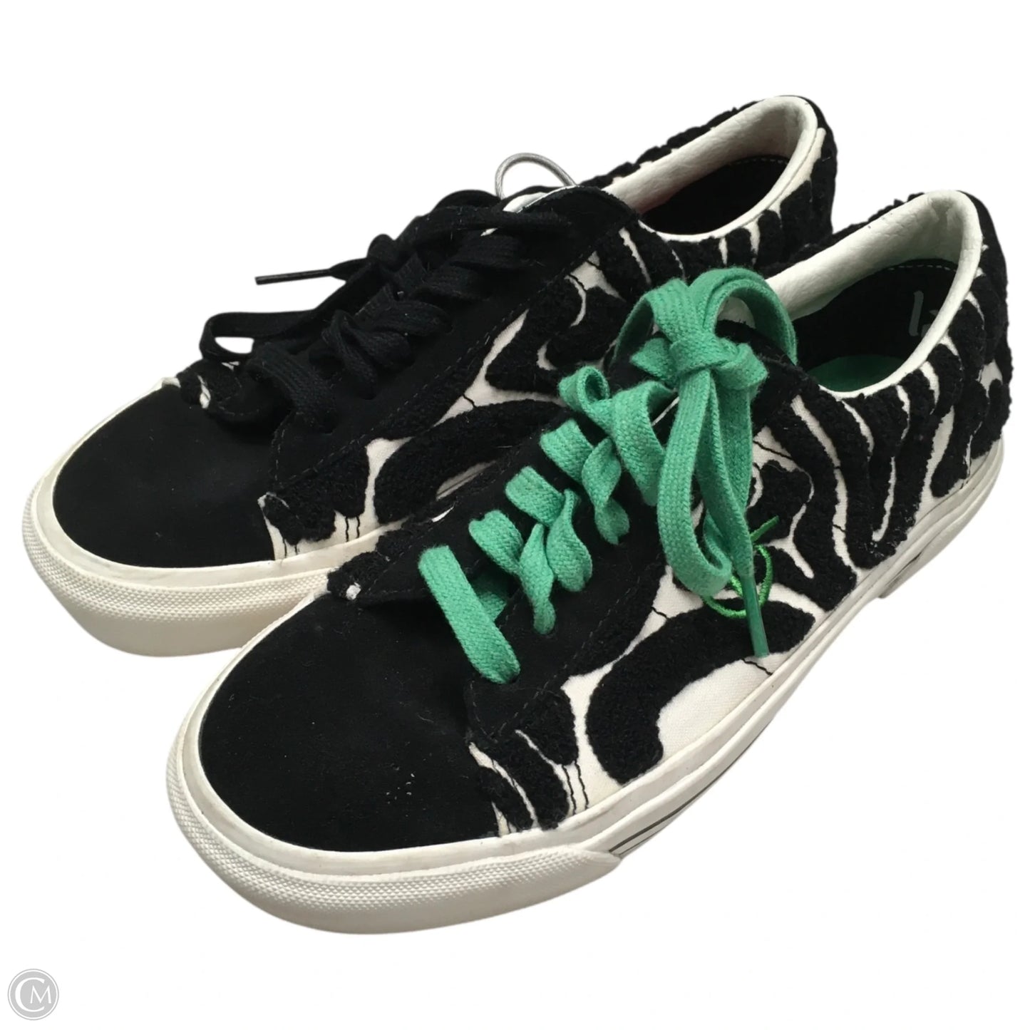 Shoes Sneakers By Vans In Black & Green, Size: 6.5