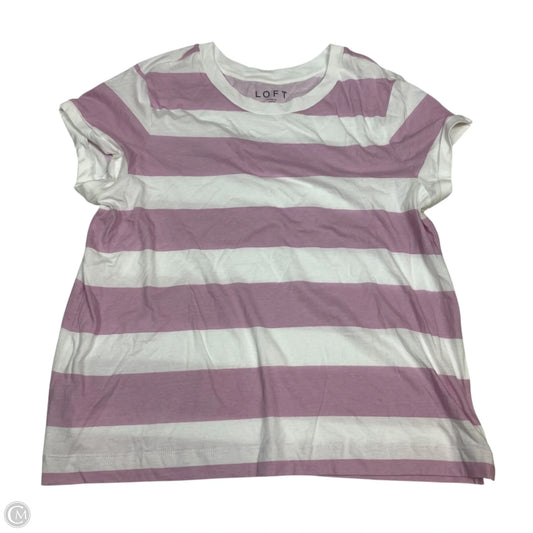 Top Short Sleeve Basic By Loft In Pink & White, Size: M