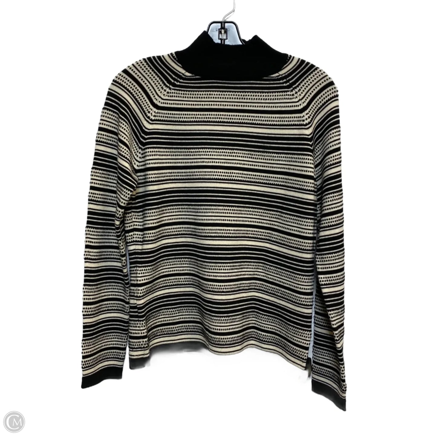 Sweater By Brooks Brothers In Black & Cream, Size: M