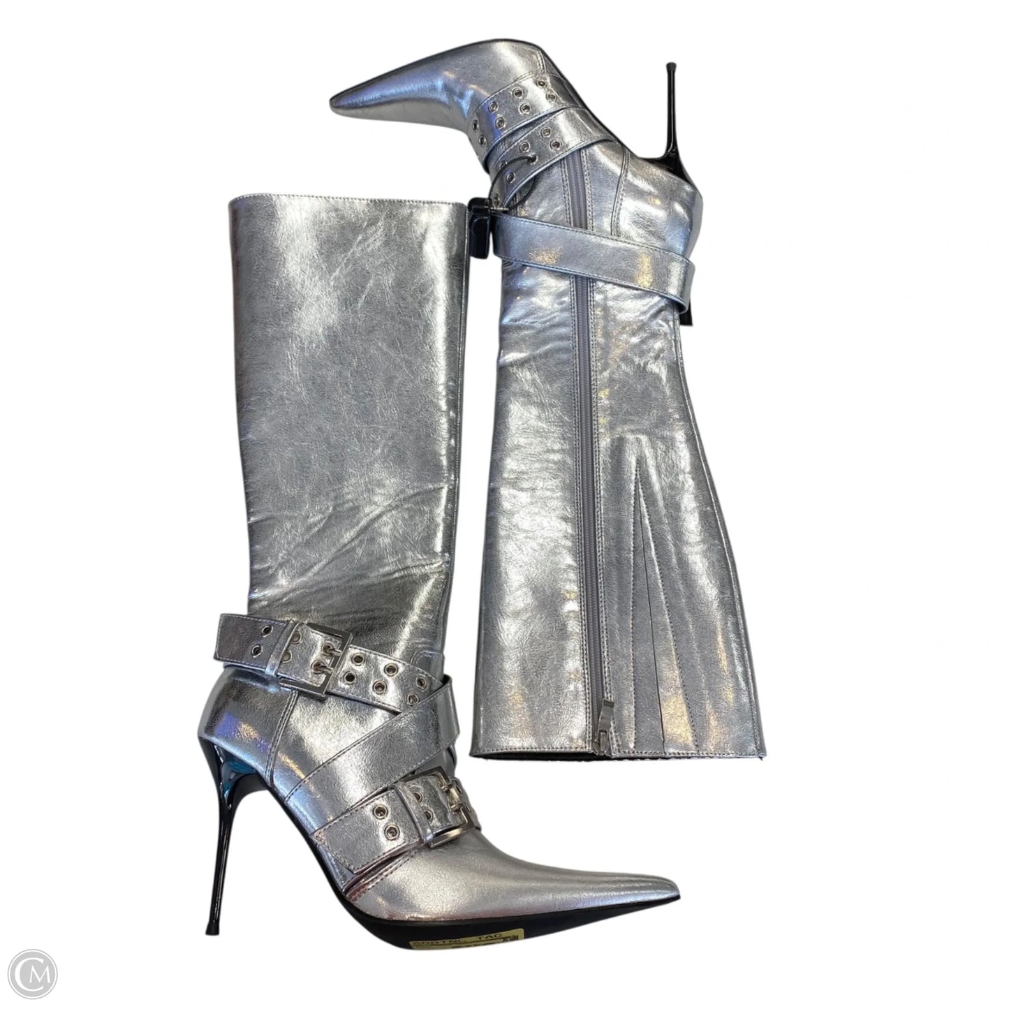Boots Knee Heels By Kiss In Silver, Size: 8
