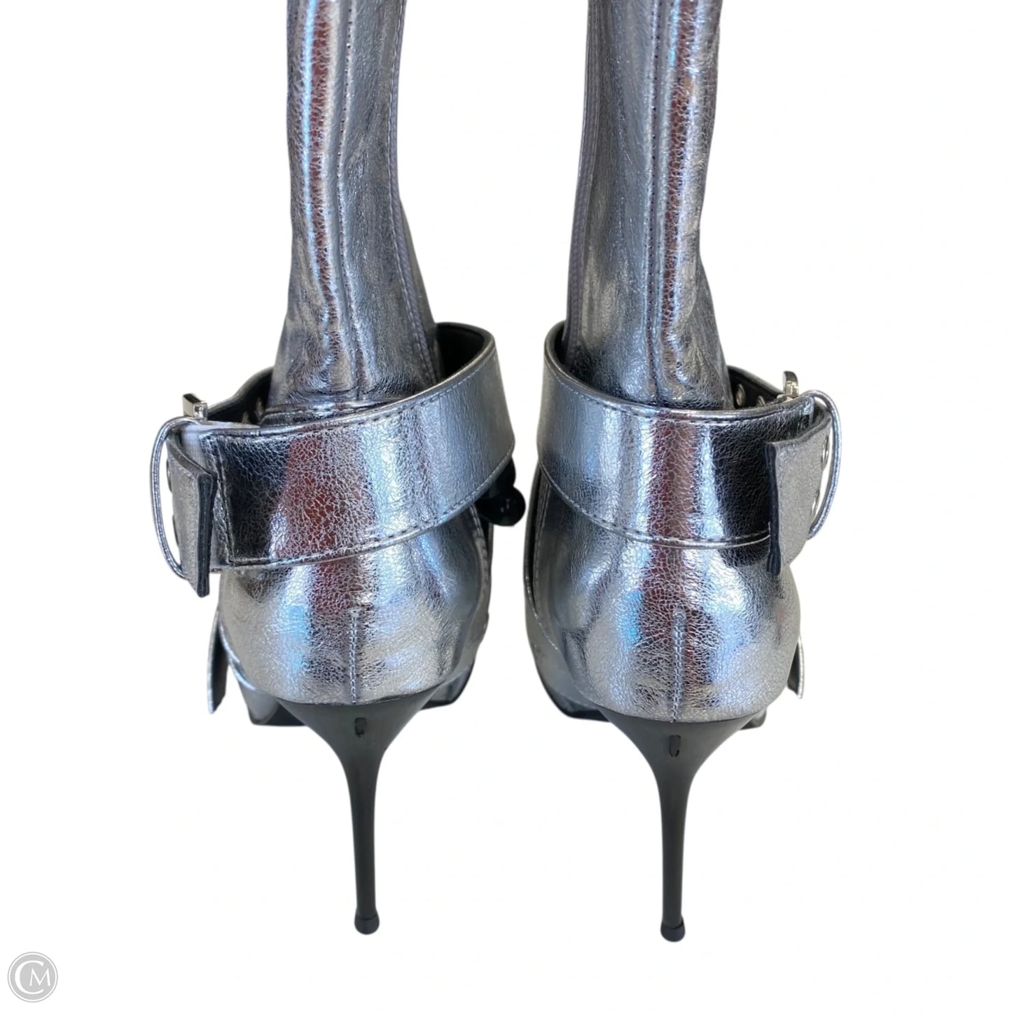 Boots Knee Heels By Kiss In Silver, Size: 8
