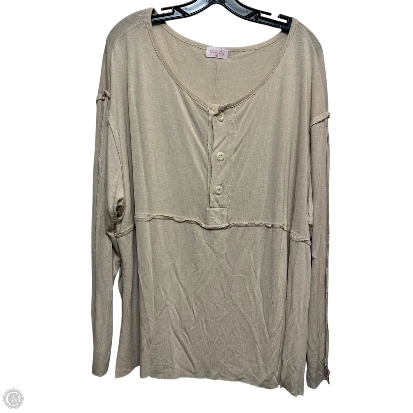 Top Long Sleeve By Pink Lily In Tan, Size: M