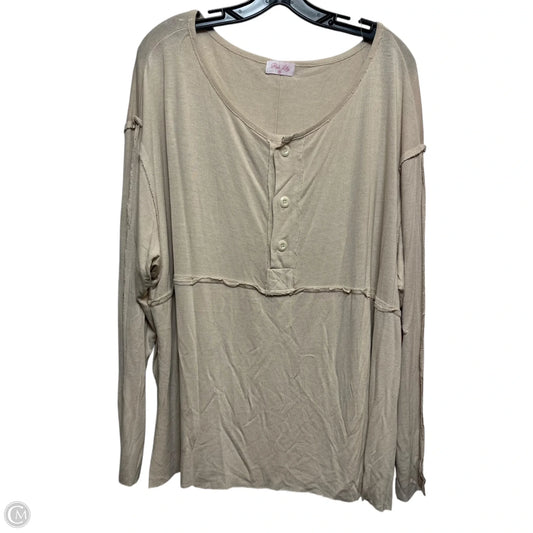 Top Long Sleeve By Pink Lily In Tan, Size: M