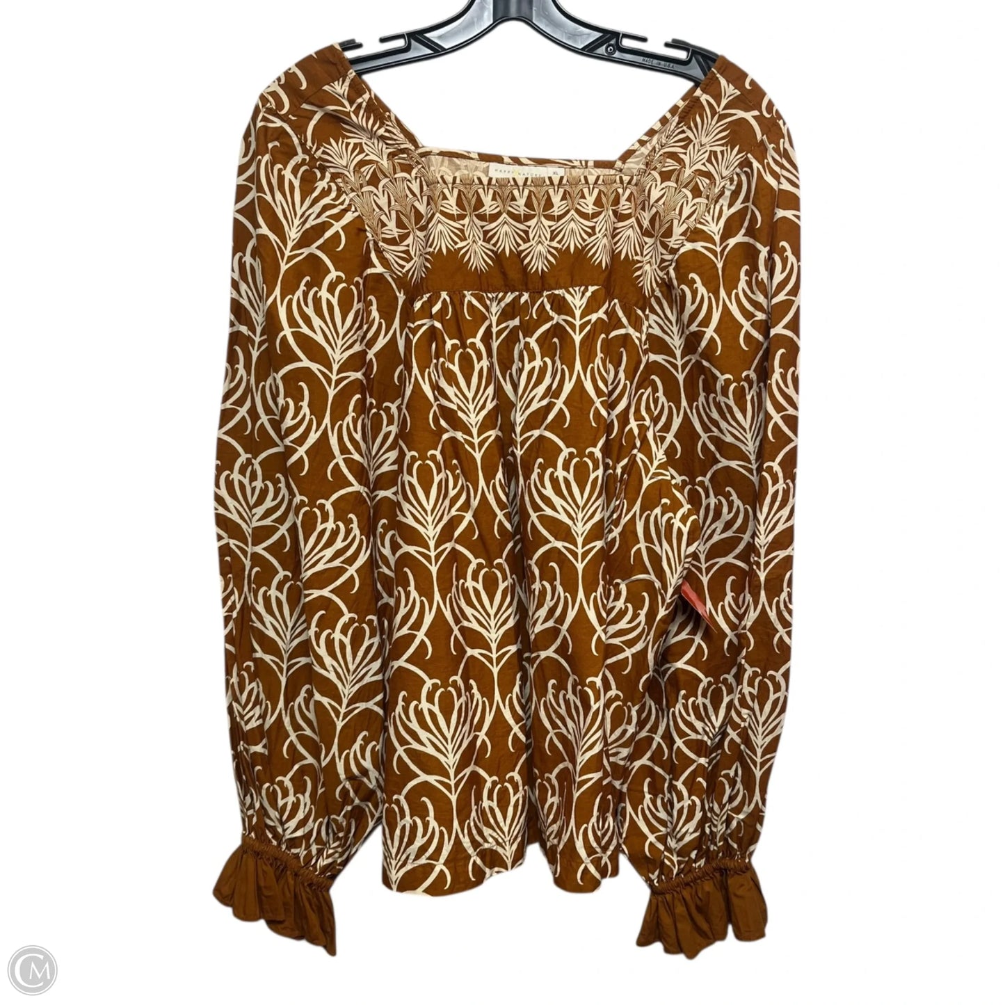 Top Long Sleeve By Happy Nature In Brown, Size: Xl