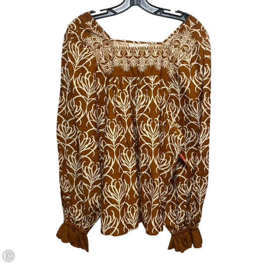Top Long Sleeve By Happy Nature In Brown, Size: Xl