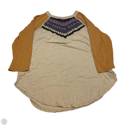Top 3/4 Sleeve By We The Free In Tan, Size: Xl