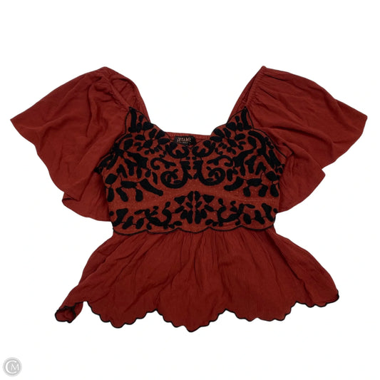 Top Short Sleeve By Shyanne In Black & Red, Size: L