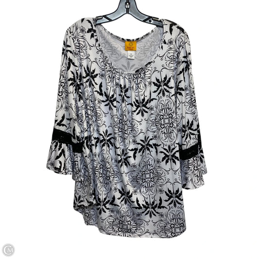 Top 3/4 Sleeve By Ruby Rd In Black & White, Size: 2x