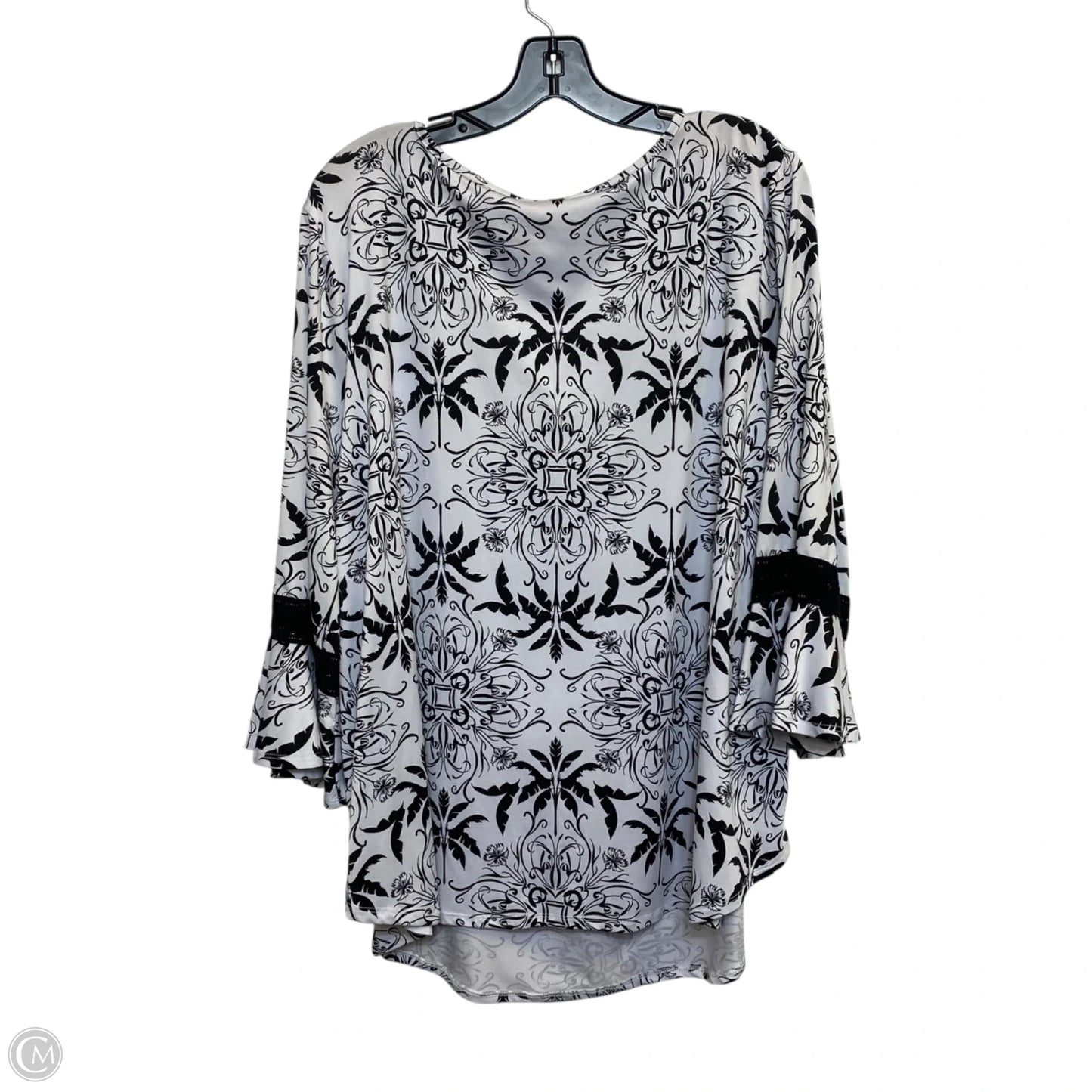 Top 3/4 Sleeve By Ruby Rd In Black & White, Size: 2x