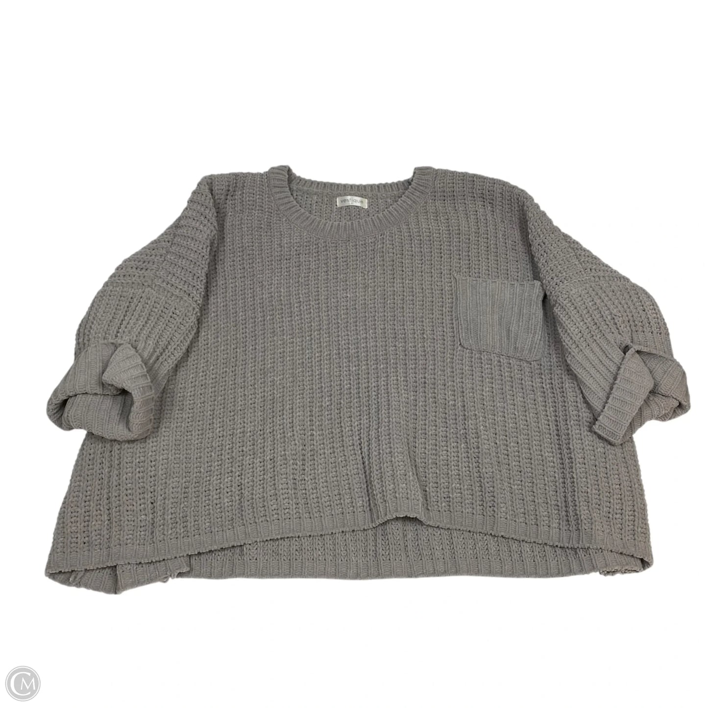 Sweater Short Sleeve By Vestique In Grey, Size: S
